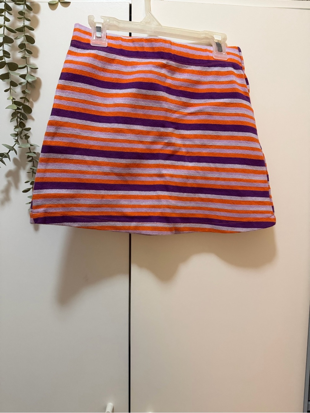 Forever 21 Purple & Orange Striped Knit Mini Skirt